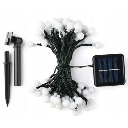 Catena decorativa solare a LED, 50 LED / 8 funzioni, 500 mAh, 9,5 m, IP67, bianco caldo