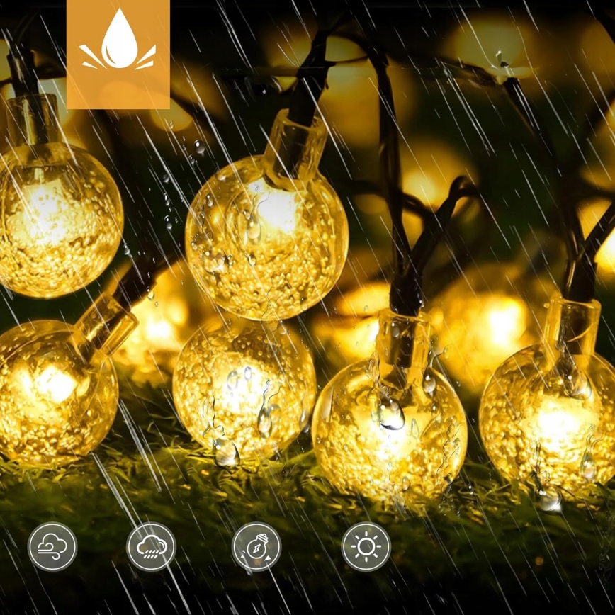Catena decorativa solare LED 30xLED/8 funzioni 500 mAh 6,5 m IP67 bianco caldo