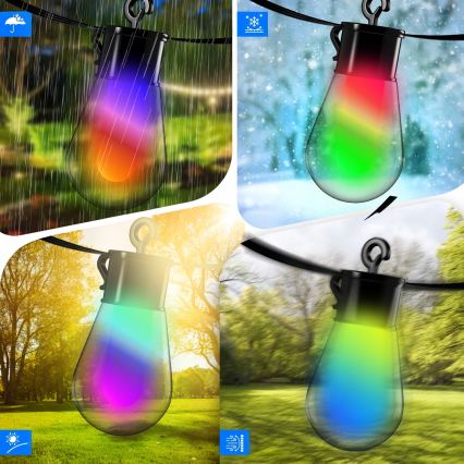 LED RGB dimmerabile solare catena luminosa decorativa 15 LED/18 funzioni USB 6 m IP44 nera + telecomando