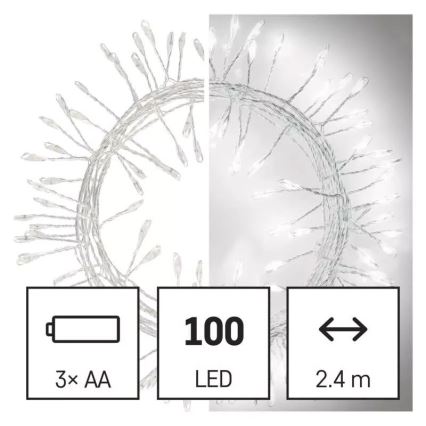 Catena di Natale LED 100xLED/3xAA 2,7 m bianco freddo