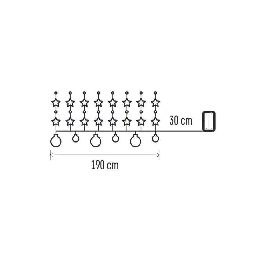 Catena di Natale LED 20xLED/2xAA 2,2 m bianco caldo