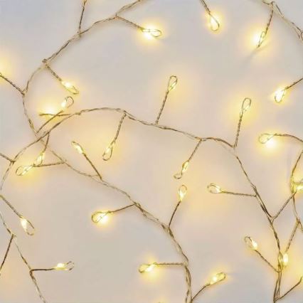 Catena LED 100 LED, alimentazione 3× AA, 2,7 m, bianco caldo