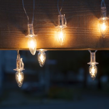 Catena LED aggiuntiva per esterni CONE FILAMENT, 20 lampadine E10, 14m, vetro trasparente/bianco caldo, IP44, Realizzata nella Repubblica Ceca