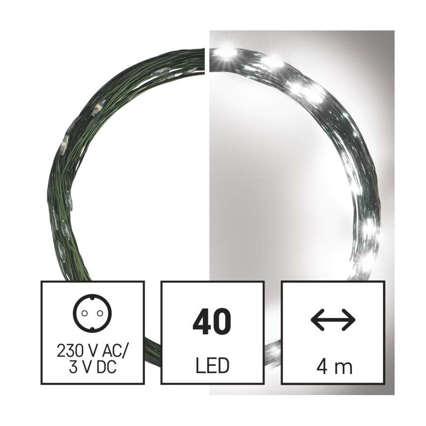 Catena LED da esterno natalizia 40xLED/9m IP44 bianco freddo