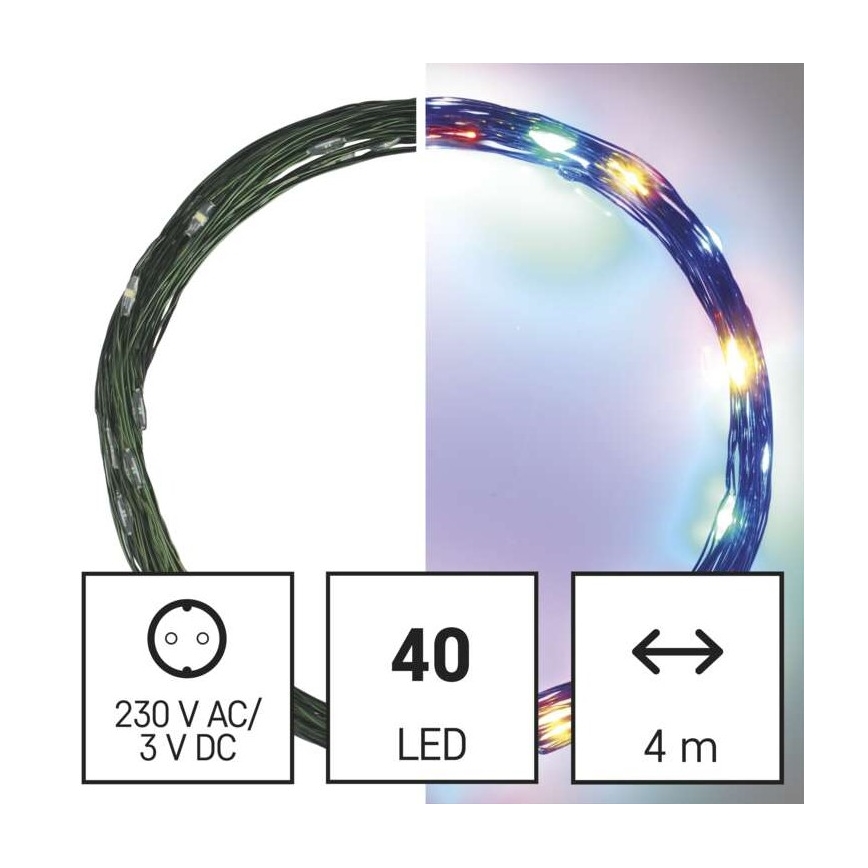 Catena LED da esterno natalizia 40xLED/9m IP44 multicolore