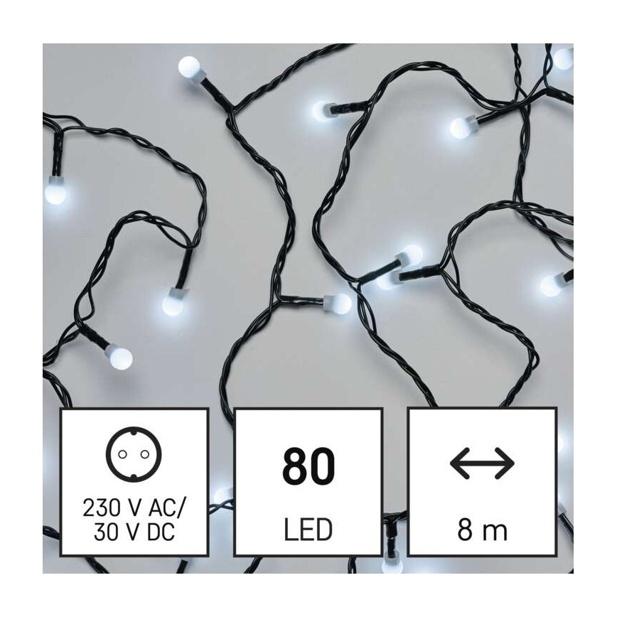 Catena LED da esterno natalizia 80xLED/13m IP44 bianco freddo