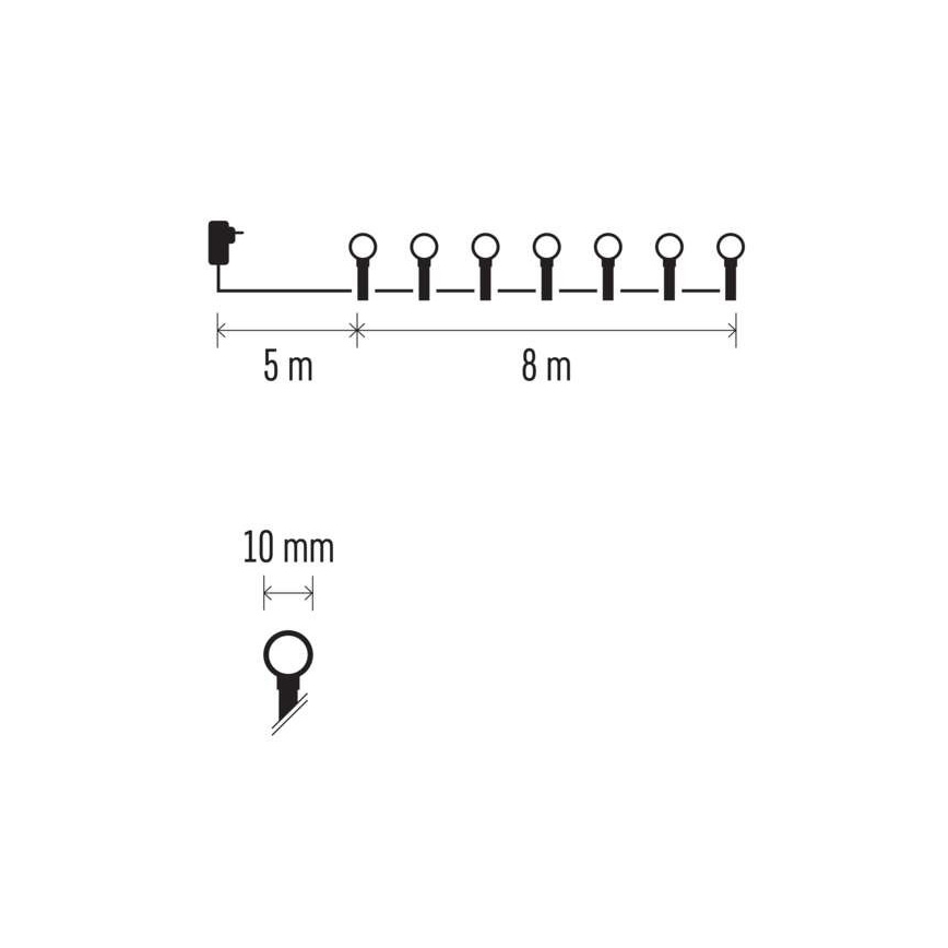 Catena LED da esterno natalizia 80xLED/13m IP44 bianco freddo