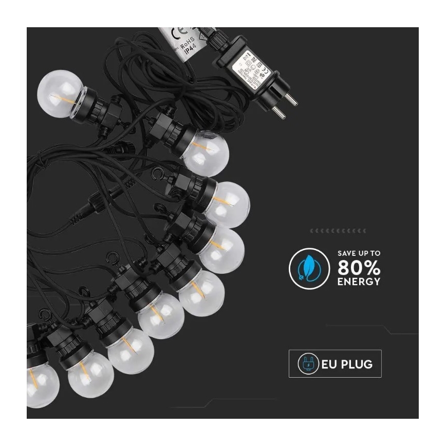 Catena LED da esterno STRING 5m 10xLED/0,4W/24/230V 3000K IP44