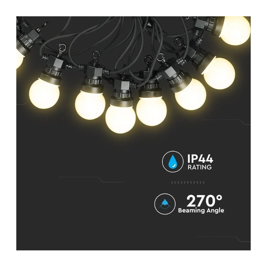 Catena LED da esterno STRING 5m 10xLED/0,5W/230V IP44 3000K