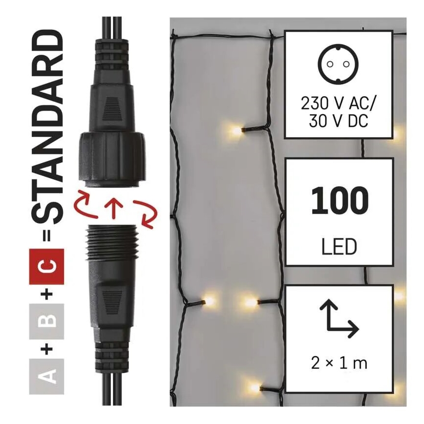 Catena LED natalizia da esterno 100xLED/1x2m IP44 bianco caldo