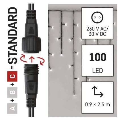 Catena LED natalizia da esterno 100xLED/2,5x0,9m IP44 bianco freddo