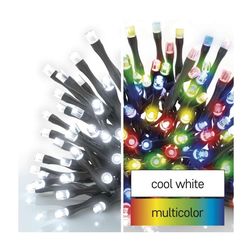 Catena LED natalizia da esterno 100xLED/8 modalità 15m IP44 bianco freddo/multicolore