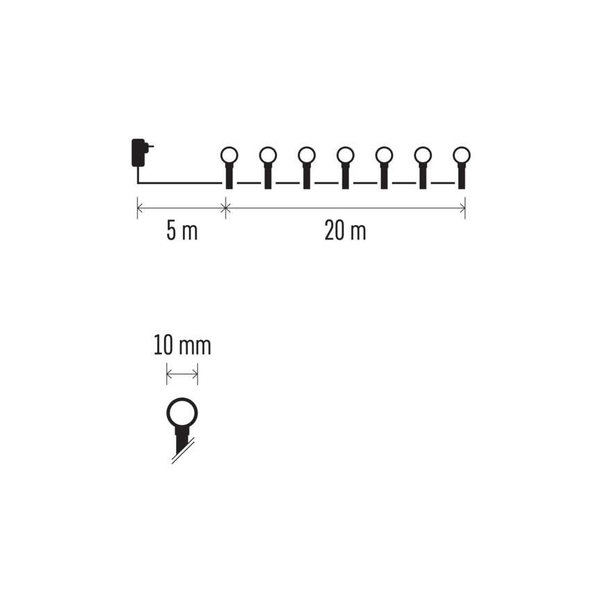 Catena LED natalizia da esterno 200xLED/8 modalità 25m IP44 multicolore