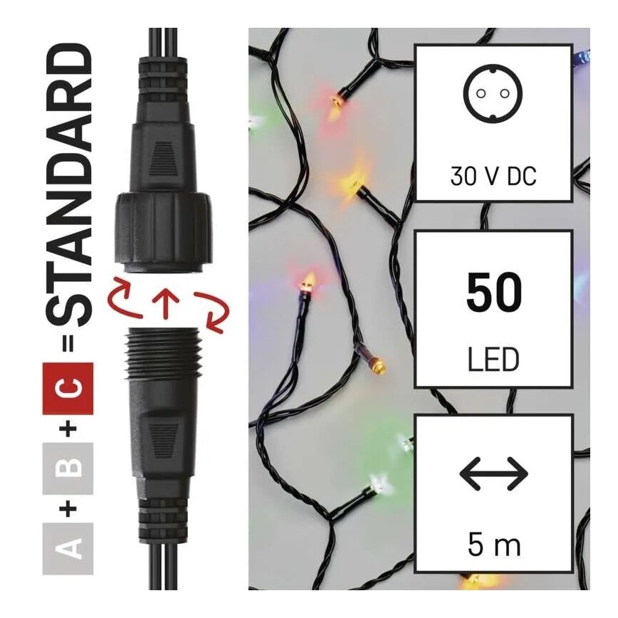 Catena LED natalizia da esterno 50xLED/5m IP44 multicolore