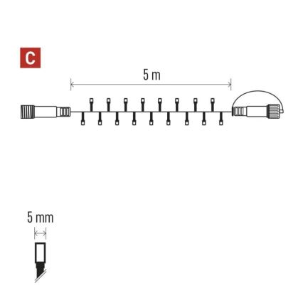 Catena LED natalizia da esterno 50xLED/5m IP44 multicolore