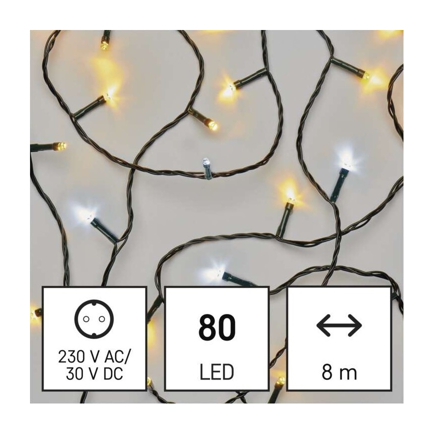 Catena LED natalizia da esterno 80xLED/13m IP44 bianco caldo/freddo