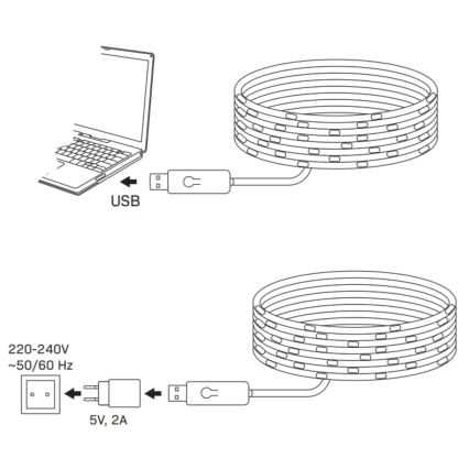 Catena LED RGB LED/10W/5V 10 m USB + telecomando