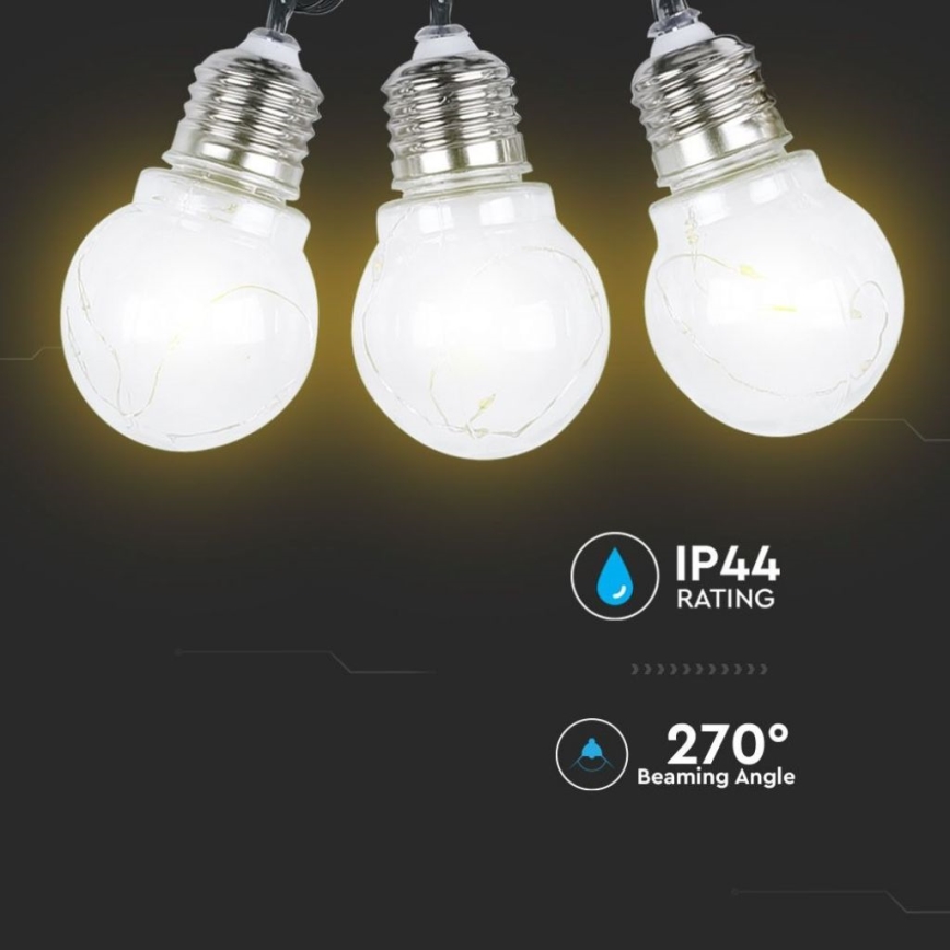Catena LED solare 10xLED/1W/1,2V 2 m IP44 3000K