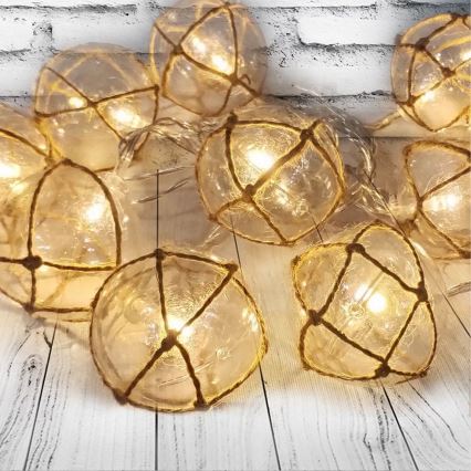 Catena luci LED decorativa AHNE 10xLED/2xAA 2,1 m bianco caldo
