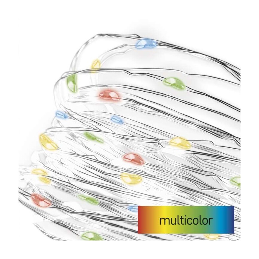 Catena luminosa 20 LED/2x AA 2,4 m multicolore