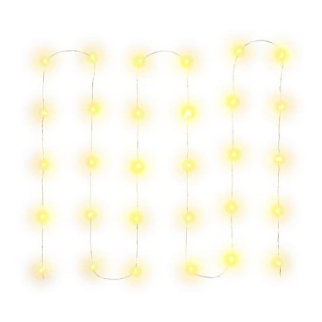 Catena luminosa 30 LED/3xAA 3,3 m, bianco caldo