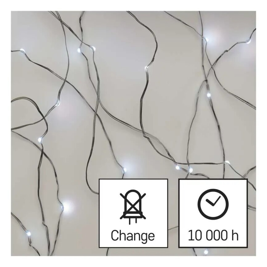 Catena luminosa a LED 20xLED/2xAA 2,4m bianco freddo