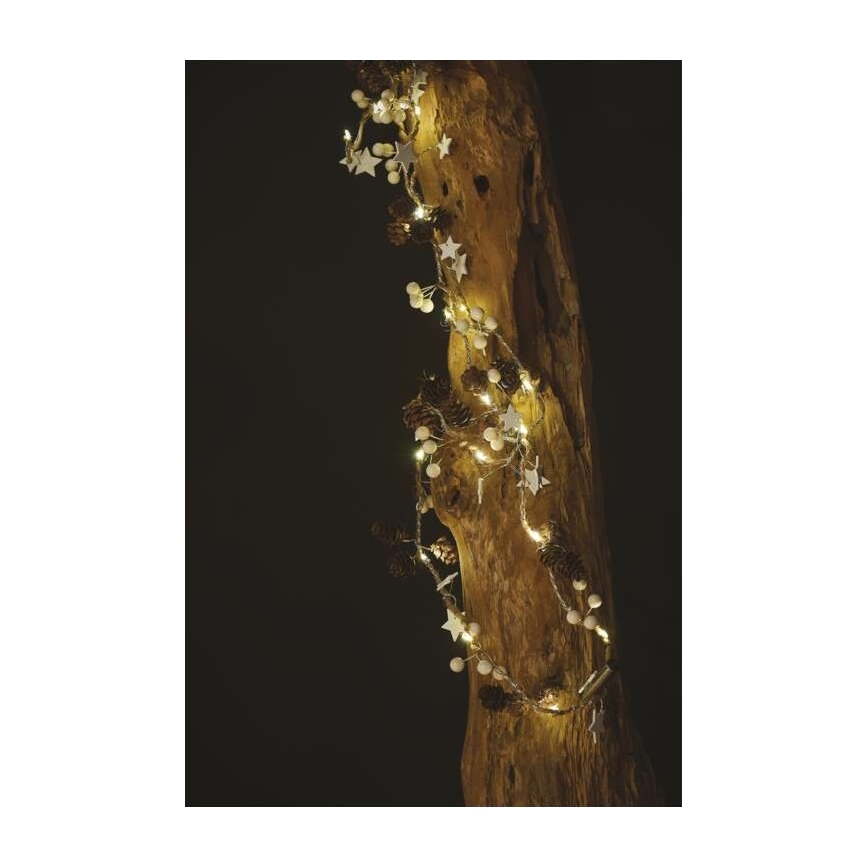 Catena luminosa con 20 LED, alimentazione 2x AA, lunghezza 2 m