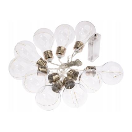Catena luminosa decorativa a LED SMOLDER, 2,1 m — 10 LED, alimentata da 2 batterie AA