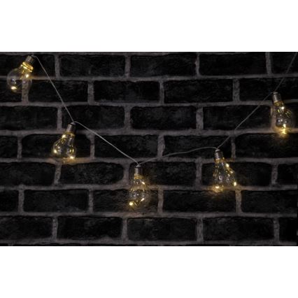 Catena luminosa decorativa a LED SMOLDER, 2,1 m — 10 LED, alimentata da 2 batterie AA