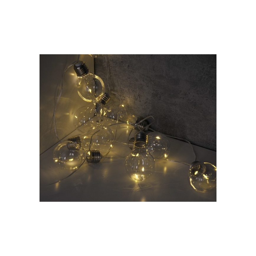 Catena luminosa decorativa a LED SMOLDER, 2,1 m — 10 LED, alimentata da 2 batterie AA