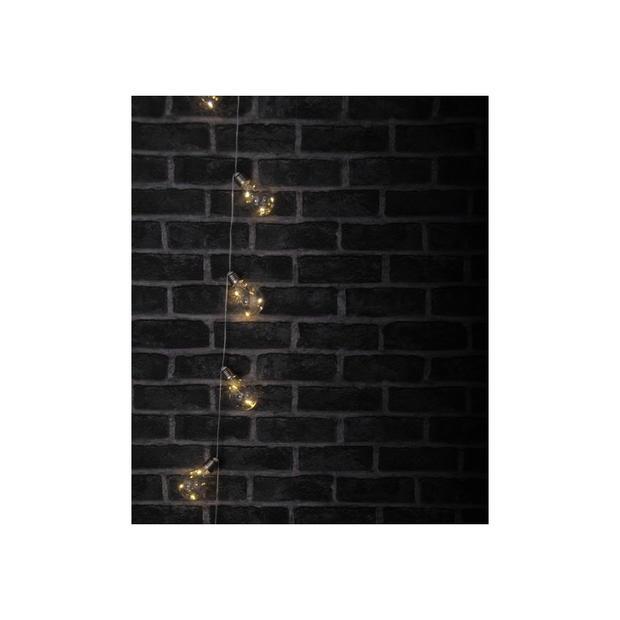 Catena luminosa decorativa a LED SMOLDER, 2,1 m — 10 LED, alimentata da 2 batterie AA