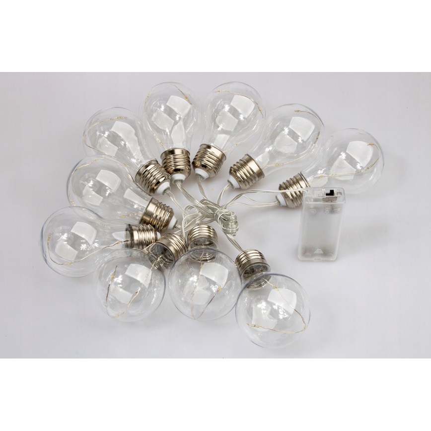 Catena luminosa decorativa a LED SMOLDER, 2,1 m — 10 LED, alimentata da 2 batterie AA