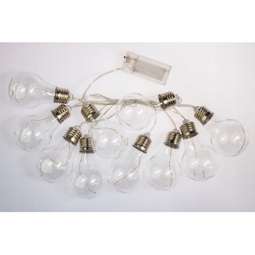 Catena luminosa decorativa a LED SMOLDER, 2,1 m — 10 LED, alimentata da 2 batterie AA