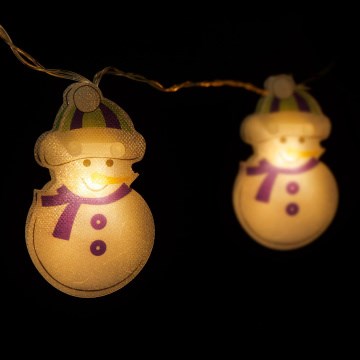 Catena luminosa LED 10xLED/2xAA 1,35 m bianco caldo pupazzo di neve