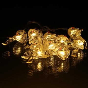 Catena luminosa LED 10xLED/2xAA/bianco caldo 1,65m pupazzi di neve