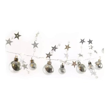 Catena luminosa LED 20 luci, 2x AA, 2,2 m, bianco caldo