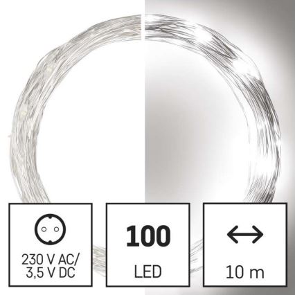 Catena luminosa LED da esterno 100xLED/15m IP44 bianco freddo