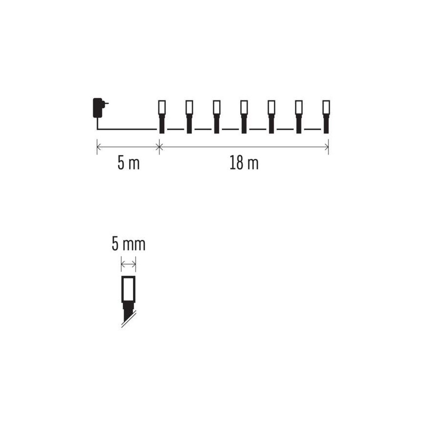 Catena luminosa LED da esterno 180 LED/8 modalità 23 m IP44 bianco freddo