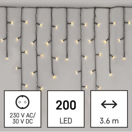 Catena luminosa LED da esterno 200 LED, 8 modalità, 8,6 m, IP44, bianco caldo