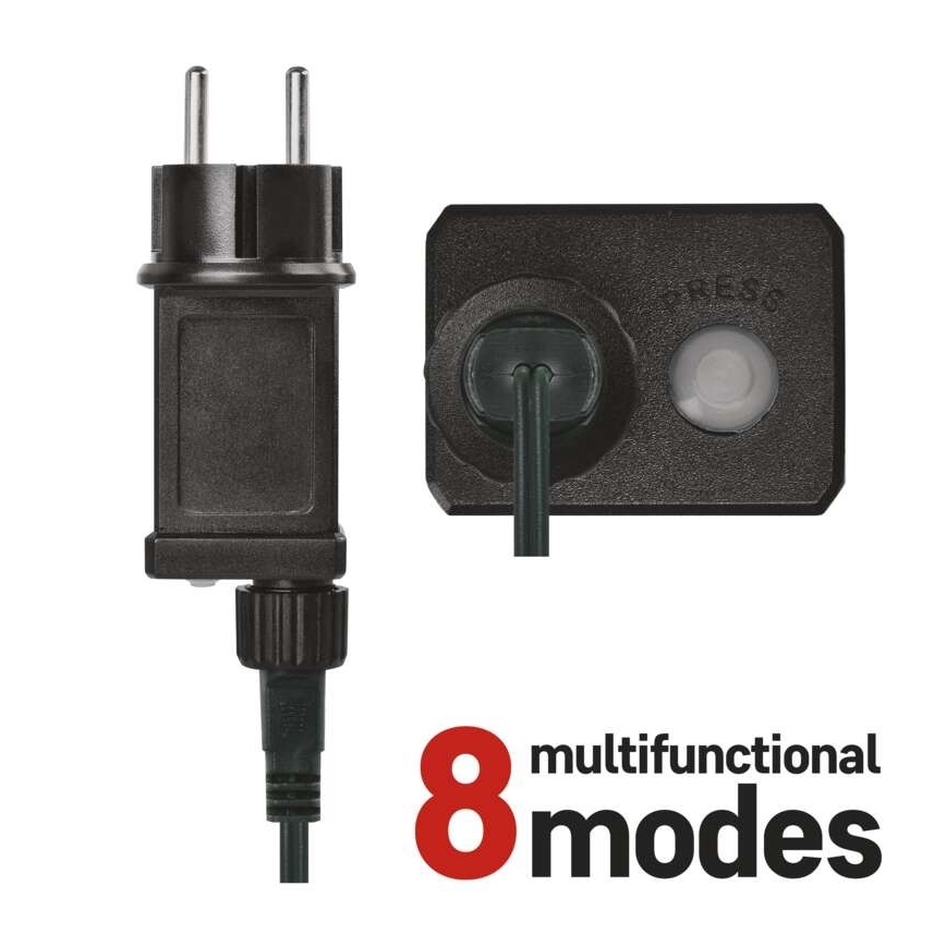 Catena luminosa LED da esterno 200 LED, 8 modalità, 8,6 m, IP44, bianco caldo