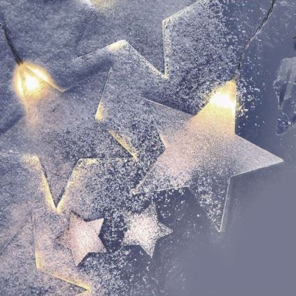 Catena luminosa LED da esterno 30 LED, 3,9 m, IP44, a forma di stelle
