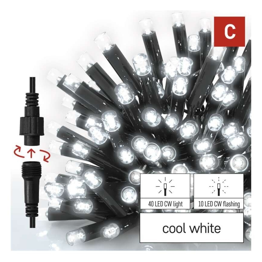 Catena luminosa LED da esterno 50xLED/3x0,4m IP44 bianco freddo
