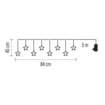 Catena luminosa LED da esterno a forma di stelle 8xLED/5,84m IP44