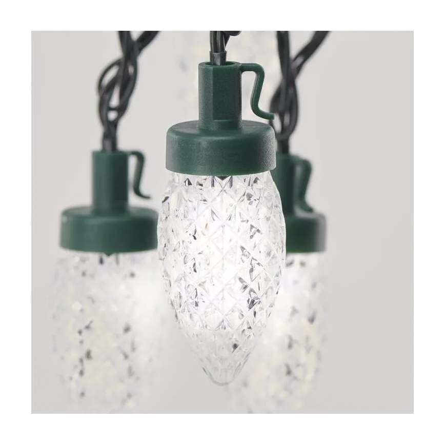 Catena luminosa LED da esterno per Natale 50 LED/8 funzioni 14,8 m IP44 bianco freddo