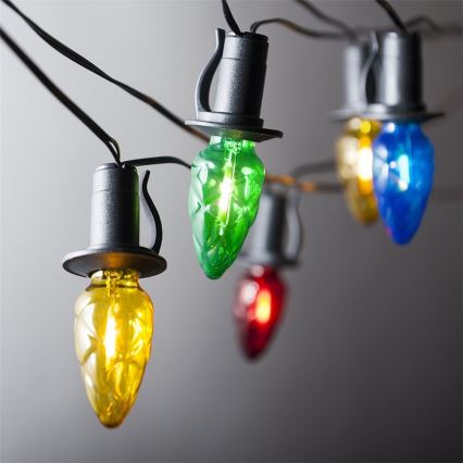 Ghirlanda LED da esterno set di prolunga CONE FILAMENT 20xE10 14m multicolore/bianco caldo IP44, Prodotto nell'UE