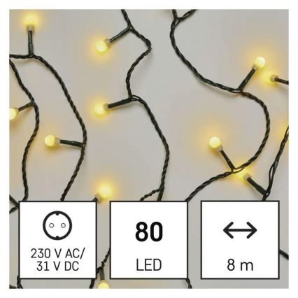 Catena luminosa LED natalizia 80xLED/230V/8 funzioni 13m IP44 bianco caldo