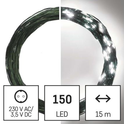 Catena luminosa LED natalizia da esterno 150xLED/20m IP44 bianco freddo