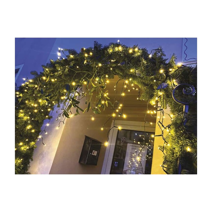 Catena luminosa LED natalizia da esterno 200 LED/8 modalità 8,6 m IP44 bianco caldo