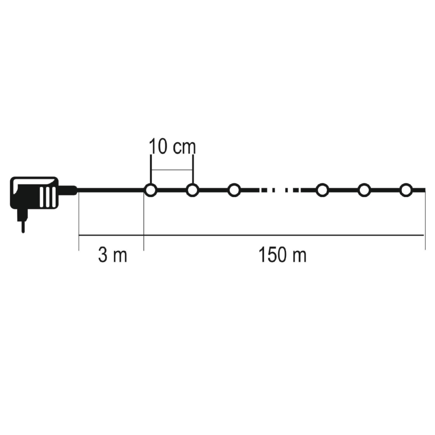 Catena luminosa LED per esterni 1500 LED/230 V, 8 funzioni, 153 m, IP44, bianco caldo + telecomando