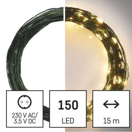 Catena luminosa LED per esterni 150xLED/20m IP44 bianco caldo